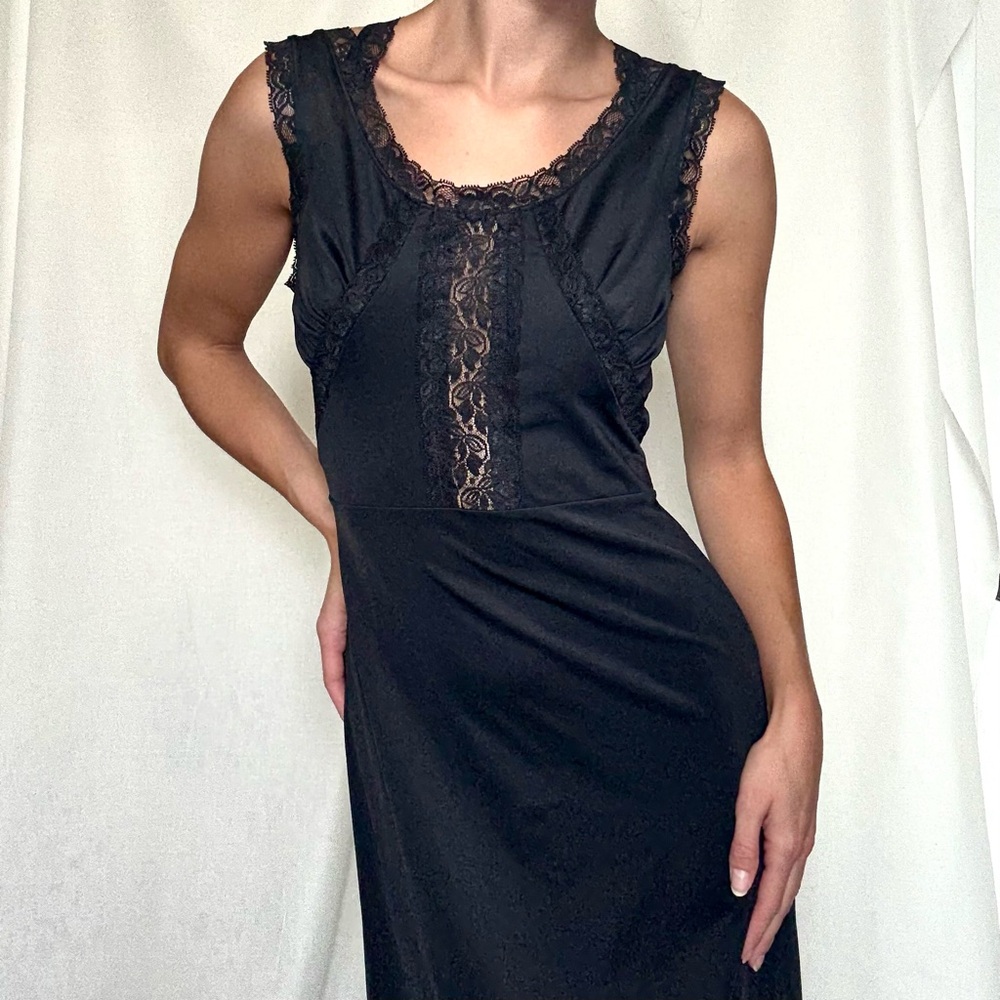 Natasha Zinko Black Lace Trim Midi Dress